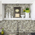 New Arrival Laminated Glass Herringbone Mosaic Tile For Wall